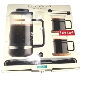 Bodum Espresso Set K1503 French Press Cups Tray Complete Discontinued